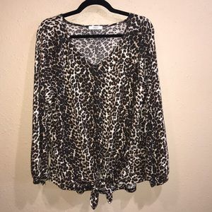 Cheetah tie-front top